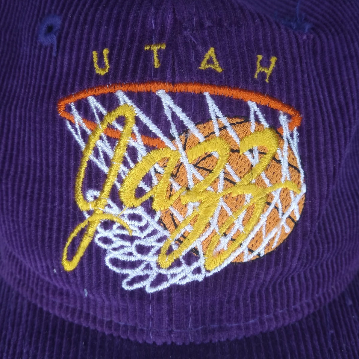 Vintage Utah Jazz Corduroy Snapback Rope Hat Embroidered Purple