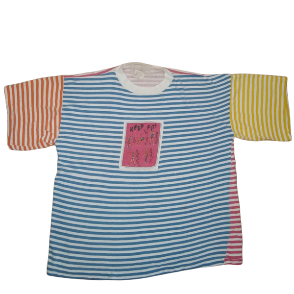 Vintage Keep Fit! Stripe T-shirt (M)